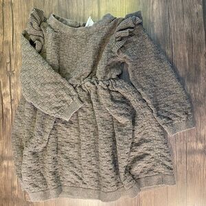 Kate Quinn Brown Knit Dress with Long Ruffle Sleeves| 18-24M